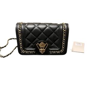 Valentino Orlandi Black Quilted Crossbody Bag with Gold Chain NWT